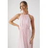 Elegant Fashion Halter Neckline Sleeveless Ruffle High Waist Solid Color  Vacation Dress