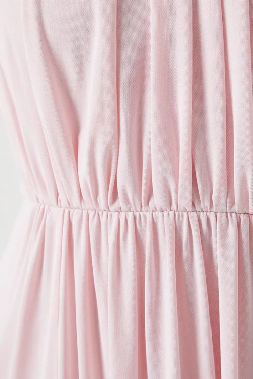 Elegant Fashion Halter Neckline Sleeveless Ruffle High Waist Solid Color  Vacation Dress