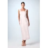 Sample Square Neckline Open Back Ruffle High Waist Solid Color Casual Dress