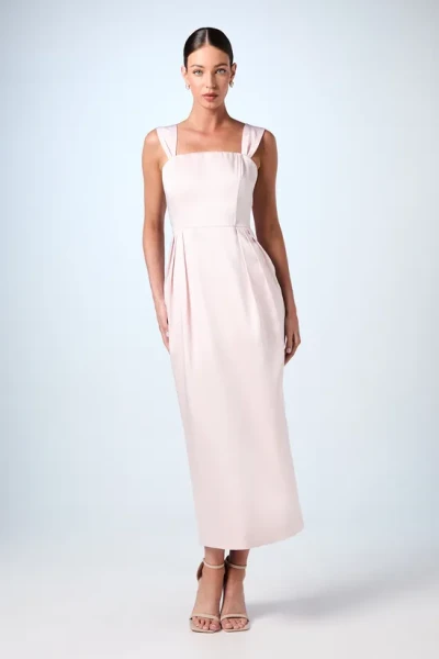 Sample Square Neckline Open Back Ruffle High Waist Solid Color Casual Dress