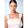 Sample Square Neckline Open Back Ruffle High Waist Solid Color Casual Dress