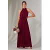 Elegant Sexy Halter Neckline Sleeveless  Cut Out Ruffle High Waist Dress