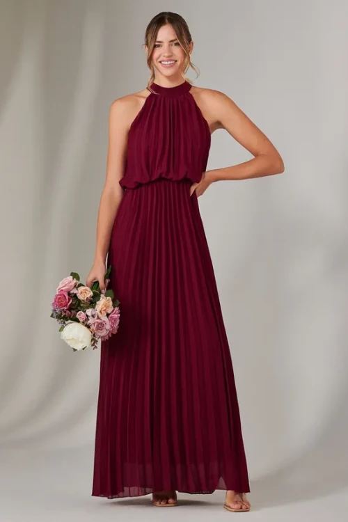 Elegant Sexy Halter Neckline Sleeveless  Cut Out Ruffle High Waist Dress