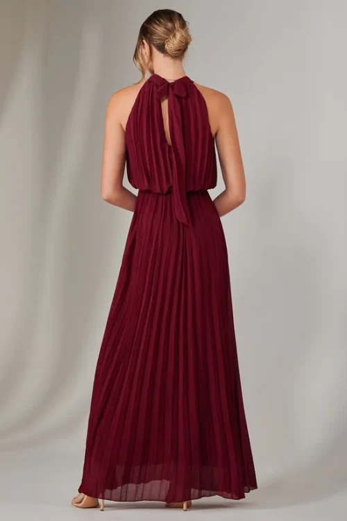 Elegant Sexy Halter Neckline Sleeveless  Cut Out Ruffle High Waist Dress