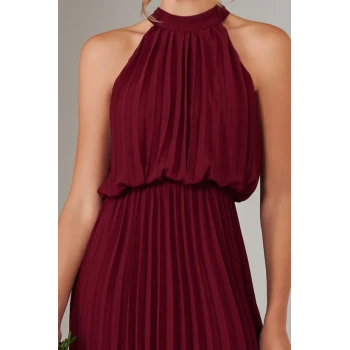 Elegant Sexy Halter Neckline Sleeveless  Cut Out Ruffle High Waist Dress
