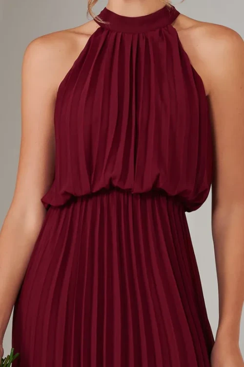 Elegant Sexy Halter Neckline Sleeveless  Cut Out Ruffle High Waist Dress