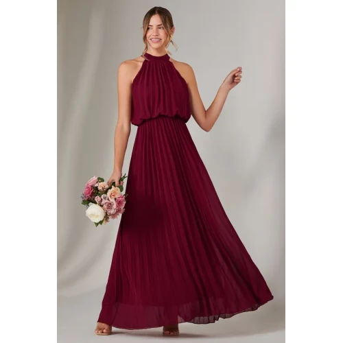 Elegant Sexy Halter Neckline Sleeveless  Cut Out Ruffle High Waist Dress
