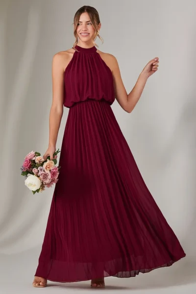 Elegant Sexy Halter Neckline Sleeveless  Cut Out Ruffle High Waist Dress