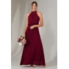 Elegant Sexy Halter Neckline Sleeveless  Cut Out Ruffle High Waist Dress
