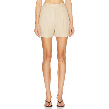 Hot Sale Fashionable Stylish Beige High waisted Pleated Shorts