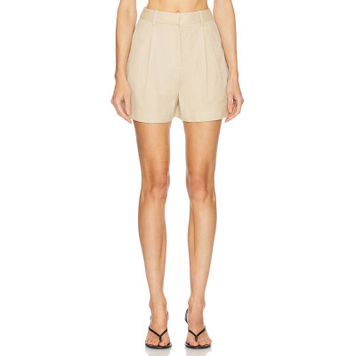 Hot Sale Fashionable Stylish Beige High waisted Pleated Shorts