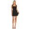 Black Square Neck Ruffled Bandeau Crisscross Back Straps Mini Dress