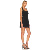 Black Square Neck Ruffled Bandeau Crisscross Back Straps Mini Dress