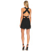 Black Square Neck Ruffled Bandeau Crisscross Back Straps Mini Dress