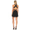 Black Square Neck Ruffled Bandeau Crisscross Back Straps Mini Dress