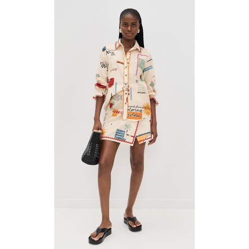 Sample Collar Neckline Long Sleeve Button Placket Irregular Print Daily Tops