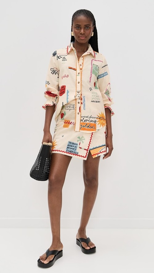 Sample Collar Neckline Long Sleeve Button Placket Irregular Print Daily Tops