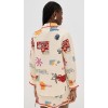 Sample Collar Neckline Long Sleeve Button Placket Irregular Print Daily Tops