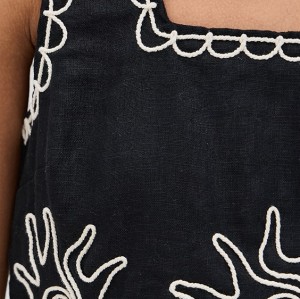 Daily Sample Square Neckline sleeveless High Waist Sun Embroidered Casual Tops