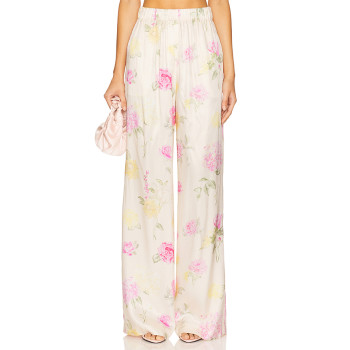 Fashionable Hot sale High quality Wide straight leg Floral printed Elegant Woman's Pants