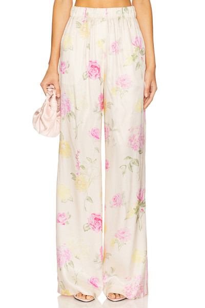 Fashionable Hot sale High quality Wide straight leg Floral printed Elegant Woman's Pants