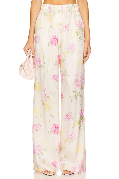 Fashionable Hot sale High quality Wide straight leg Floral printed Elegant Woman's Pants