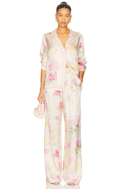 Fashionable Hot sale High quality Wide straight leg Floral printed Elegant Woman's Pants