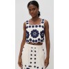 Sample Daily Square Neckline sleeveless Ties At Back Floral Embroidered Casual Tops