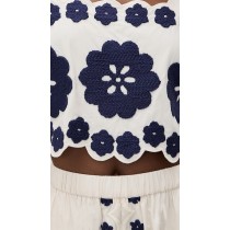 Sample Daily Square Neckline sleeveless Ties At Back Floral Embroidered Casual Tops