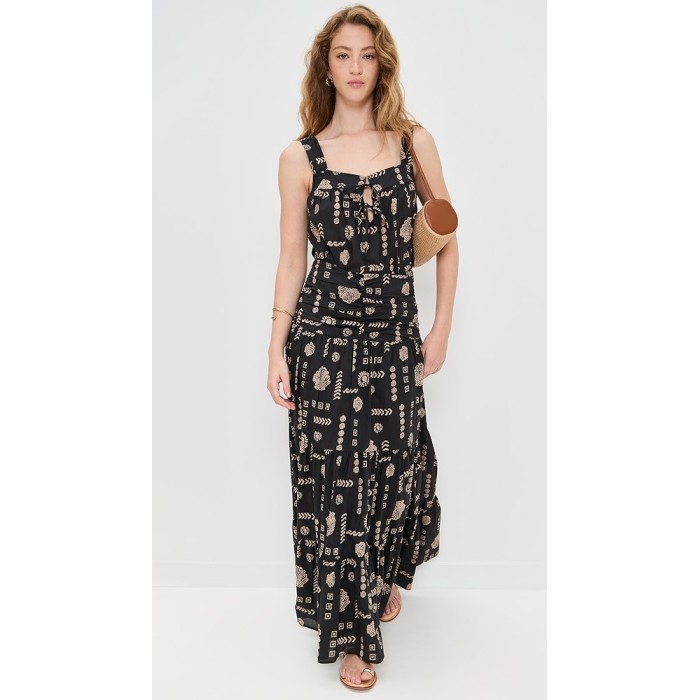 Fashion Daily Sweat-Heart Neckline Sleeveless Ties At Front Beach Seashell Print Casual Tops