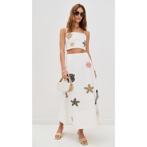 Cute Daily Square Neckline Camisole Backless Smocked Elastic Panels At Back Embroidered Tops