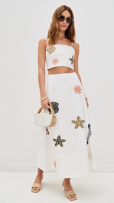 Cute Daily Square Neckline Camisole Backless Smocked Elastic Panels At Back Embroidered Tops