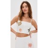 Cute Daily Square Neckline Camisole Backless Smocked Elastic Panels At Back Embroidered Tops