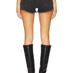 Denim High waisted Frayed hem Vintage style Classical Slim fitting Woman's Shorts