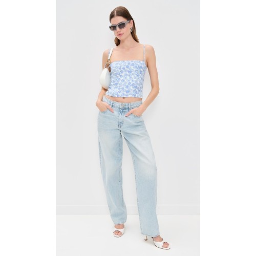 Elegant Daily Camisole Square Neckline Partial Smocked Elastic Back Floral Print Tops