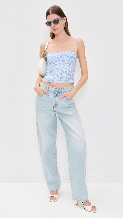 Elegant Daily Camisole Square Neckline Partial Smocked Elastic Back Floral Print Tops