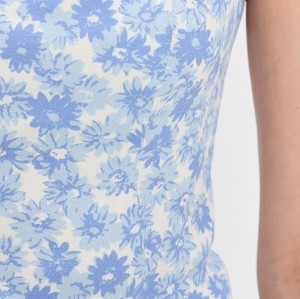 Elegant Daily Camisole Square Neckline Partial Smocked Elastic Back Floral Print Tops