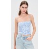 Elegant Daily Camisole Square Neckline Partial Smocked Elastic Back Floral Print Tops