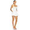 White Embroidered Halter Button Loop Closure Bustier Design Underwire Cups Sweetheart Mini Dress