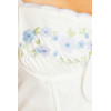 White Embroidered Halter Button Loop Closure Bustier Design Underwire Cups Sweetheart Mini Dress