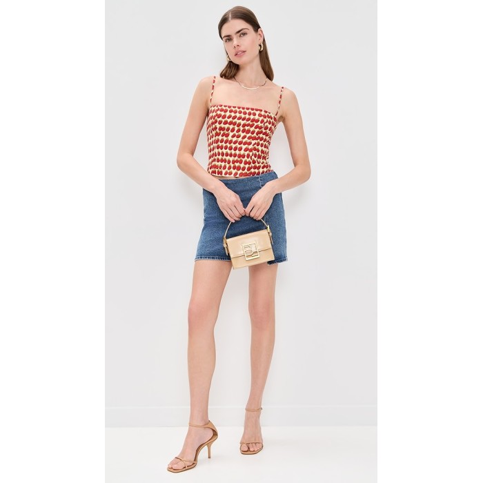 Sample Daily Camisole Sleeveless Partial Smock At Back Apple Print Casual Tops