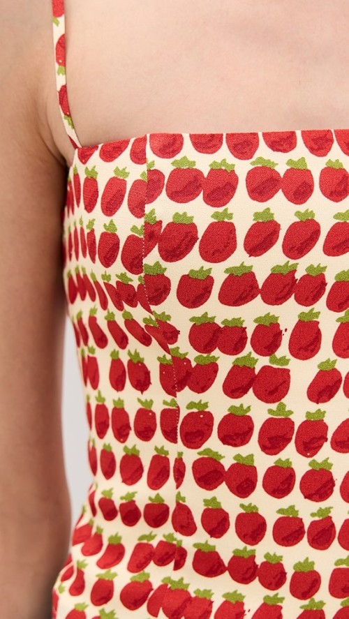 Sample Daily Camisole Sleeveless Partial Smock At Back Apple Print Casual Tops