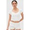 Fashion Sample Sweat-Heat Neckline Puff Sleeve Lace And Ruffle Trim Casual Tops