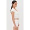 Fashion Sample Sweat-Heat Neckline Puff Sleeve Lace And Ruffle Trim Casual Tops