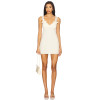 Sweet Charming Halter Style Backless Mesh Contrast Satin Bow Strap Mini Dress