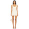 Sweet Charming Halter Style Backless Mesh Contrast Satin Bow Strap Mini Dress