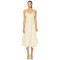Cream Colored Midweight Poplin Ruffled Eyelet Trim Tie Straps Midi Dress
