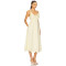 Cream Colored Midweight Poplin Ruffled Eyelet Trim Tie Straps Midi Dress