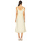 Cream Colored Midweight Poplin Ruffled Eyelet Trim Tie Straps Midi Dress