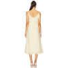 Cream Colored Midweight Poplin Ruffled Eyelet Trim Tie Straps Midi Dress